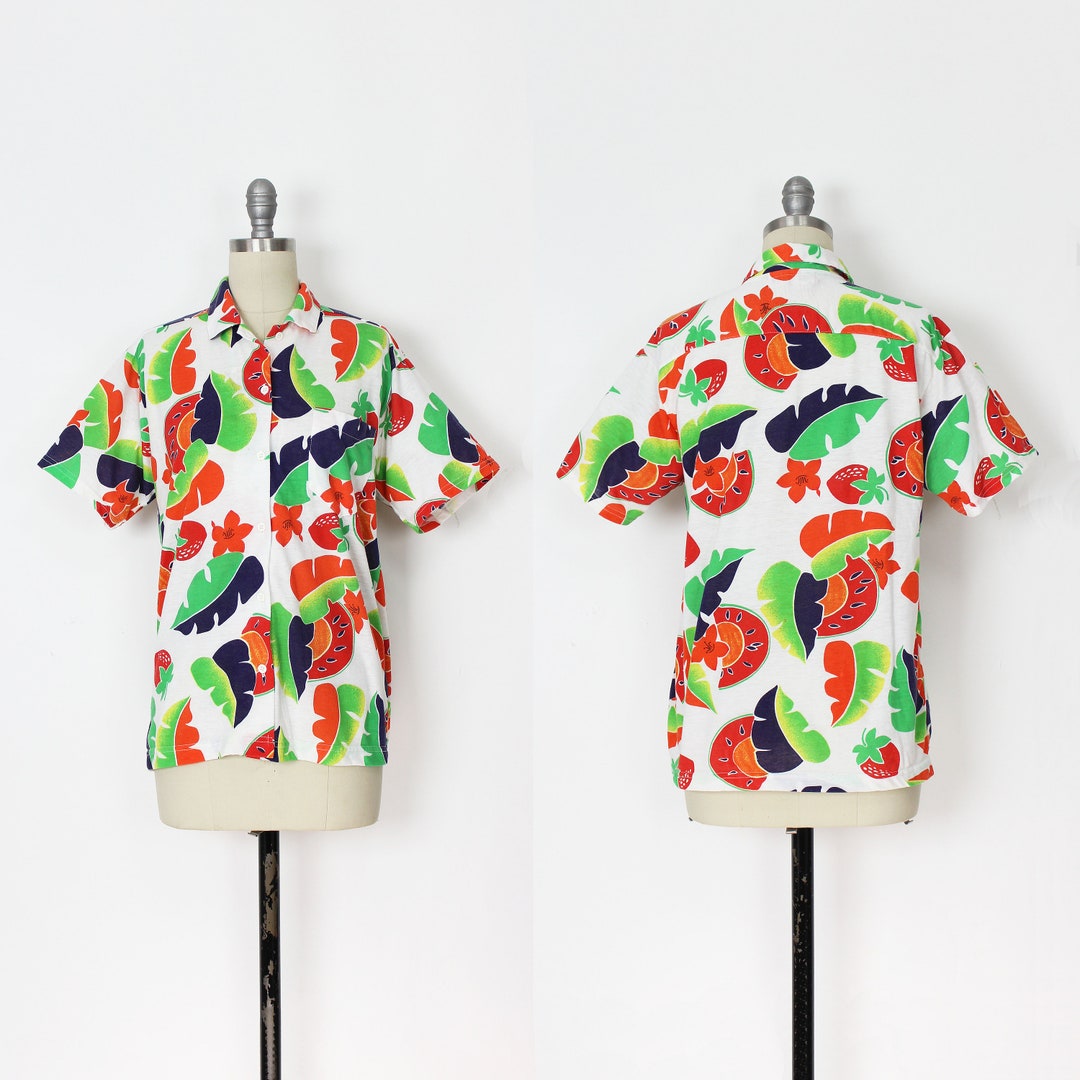 Vintage Fruit Print Shirt / 1980s Novelty Shirt / Fruit Blouse - Etsy