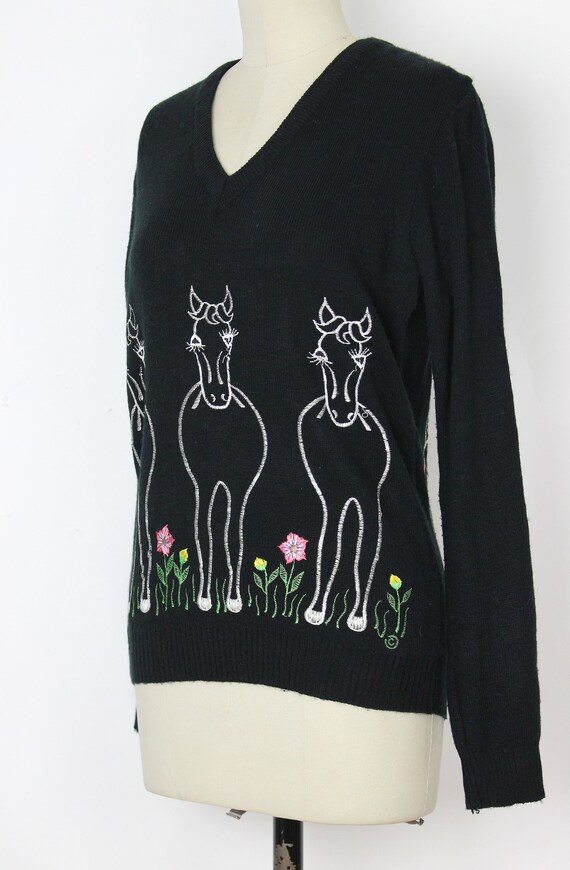 vintage 70s horse sweater / 1970s novelty sweater… - image 6