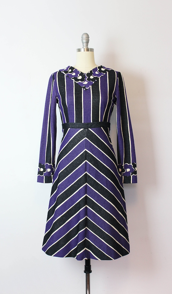 vintage 70s dress / 1970s graphic striped knit dr… - image 2