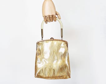 Vintage 50er Jahre Geldbörse in Gold / goldene Geldbörse / 1950er Jahre Henkeltasche / Henkeltasche / Henkeltasche / Henkeltasche