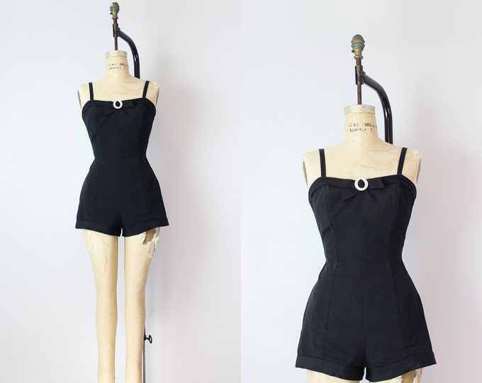 Vintage 50s Swimsuit / 1950s Black Swimsuit / Classic Vintage Black ...