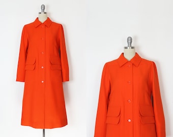 vintage 60s COURREGES coat / 1960s mod orange coat / mod wool coat / bright orange coat / space age coat / designer 60s coat