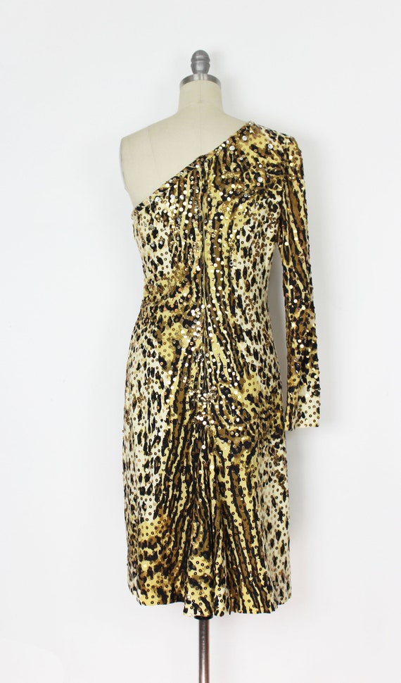 vintage leopard print dress / 1970s sequined leop… - image 4