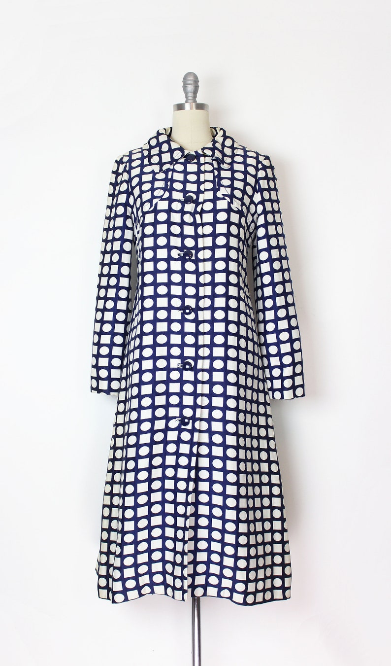 Vintage 1960s Mod Coat / 1960s Op Art Coat / Navy Blue White - Etsy