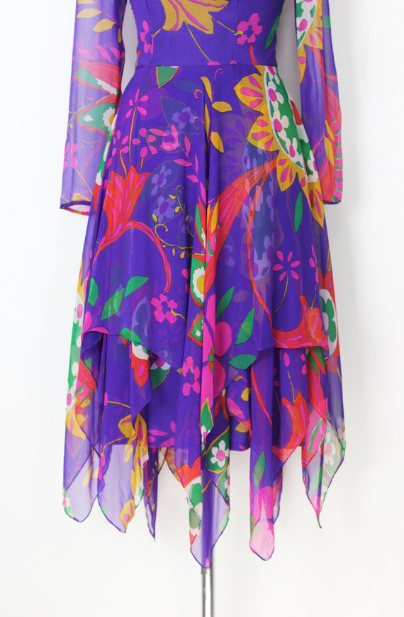 vintage 70s chiffon dress / 1970s floral chiffon … - image 7