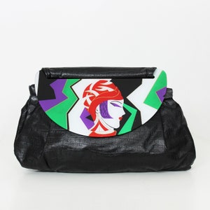 vintage 80s Moon Bag / Patricia Smith bag clutch / 1980s art deco lady bag / novelty clutch bag purse / statement bag