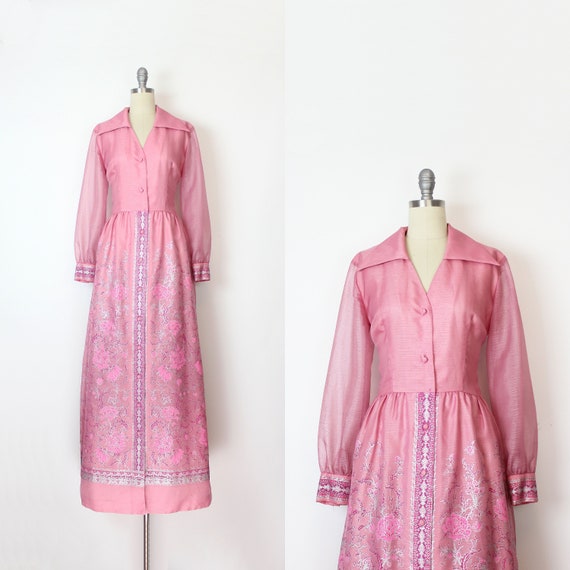 vintage 70s dress / 1970s ALFRED SHAHEEN dress / … - image 1