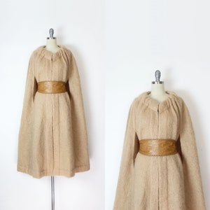 vintage 60s cape / 1960s PAULINE TRIGERE cape / camel winter cape / mohair wool cape / designer cape coat / winter cape