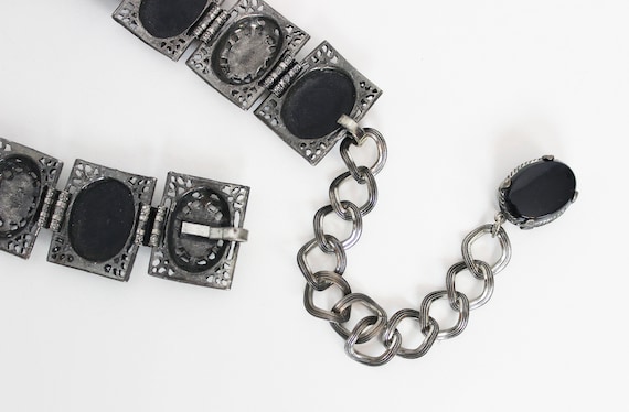 Buy Vintage 60s Glass Metal Belt / 1960s Chain Link Belt  display picture 1
