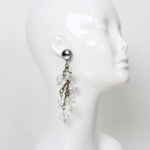 vintage 80s big earrings / 1980s avant garde earrings / big beaded earrings / clear lucite earrings / bauble earrings / clip on earrings