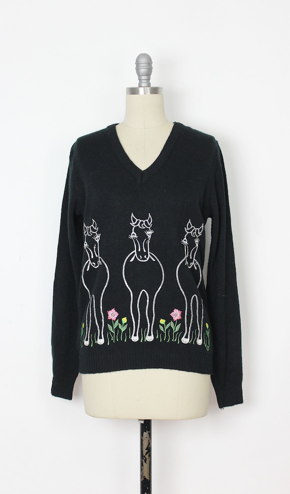 vintage 70s horse sweater / 1970s novelty sweater… - image 2