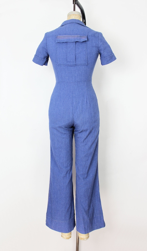 vintage 70s jumpsuit / 1970s rainbow stripe jumps… - image 4