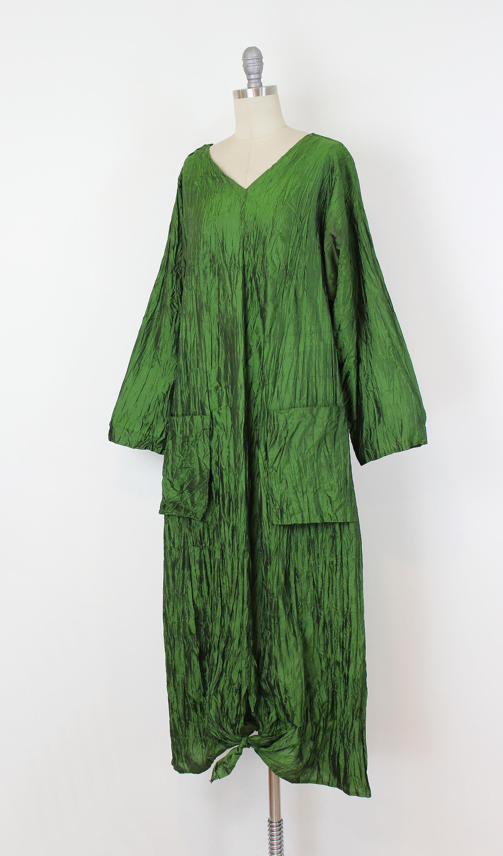 Vintage 90s Crinkle Pleat Dress / 1990s Plisse Pleat Dress