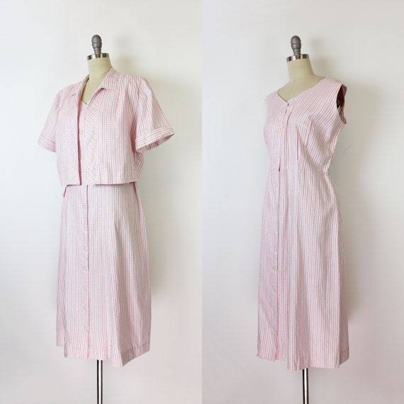 vintage 50s dress / 1950s gingham cotton dress se… - image 4