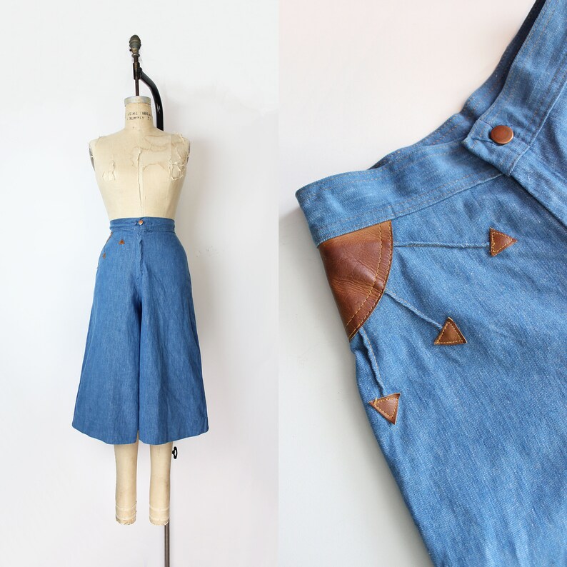 Vintage 70s Jeans / 1970s Denim Gauchos 