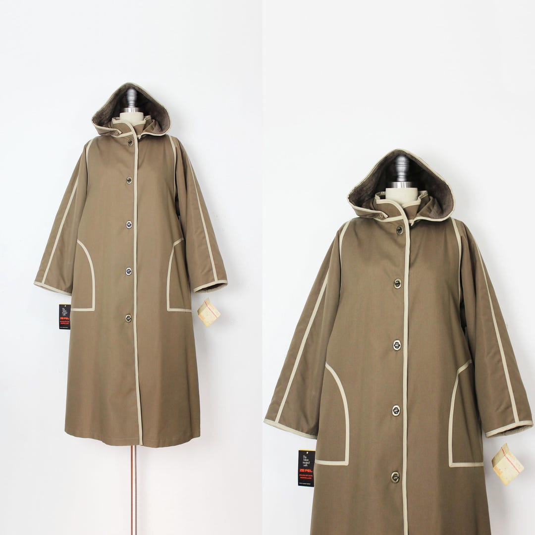 Vintage 70s BONNIE CASHIN Hooded Coat Olive Green Coat