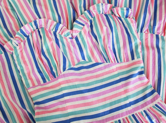 vintage 40s striped cotton dress / candy striped … - image 7