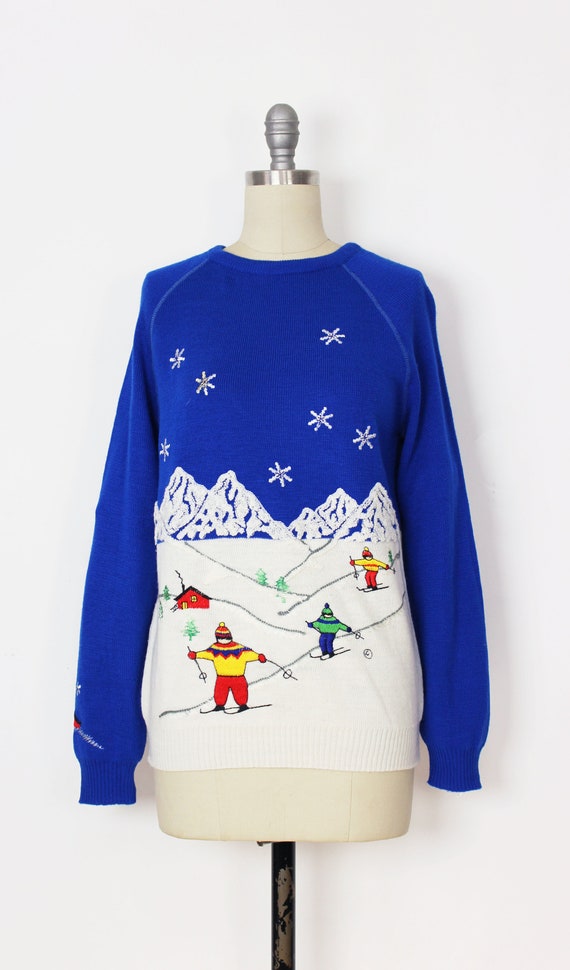 vintage 70s ski sweater / 1970s novelty sweater /… - image 2