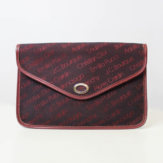 vintage 70s clutch / 1970s novelty designer name s