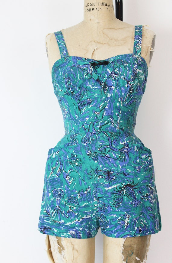 vintage 50s JANTZEN swimsuit / 1950s playsuit / 1… - image 3