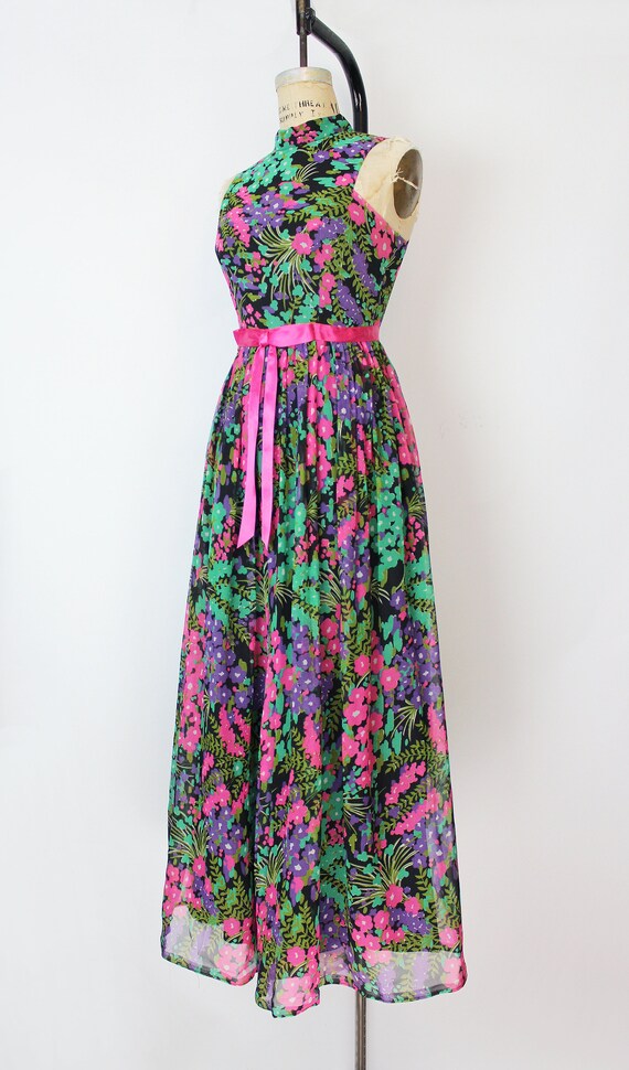 vintage 60s jumpsuit / 1960s floral chiffon jumps… - image 3