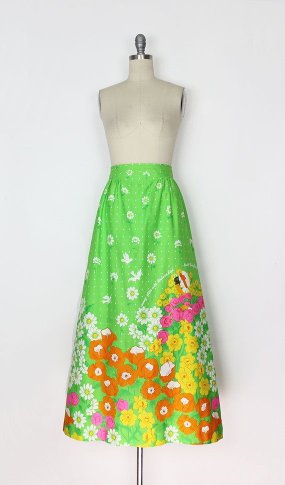 vintage 1970s MALIA skirt / 1970s print maxi skir… - image 2