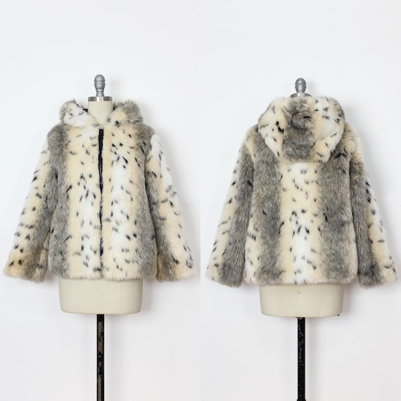 ジャケット・アウター 90s leopard fake fur boa jacket y2k Vtg 90s HOODED LEOPARD FUR Coat // Vintage Faux Fur East 5th