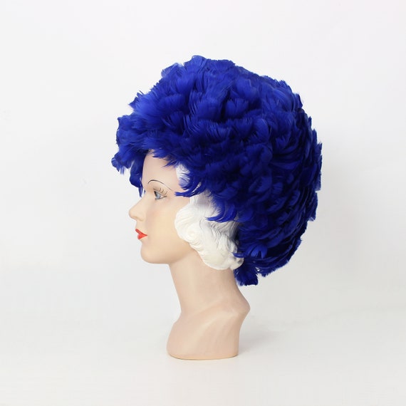 vintage feather wig hat / 1960s feather hat / big… - image 3