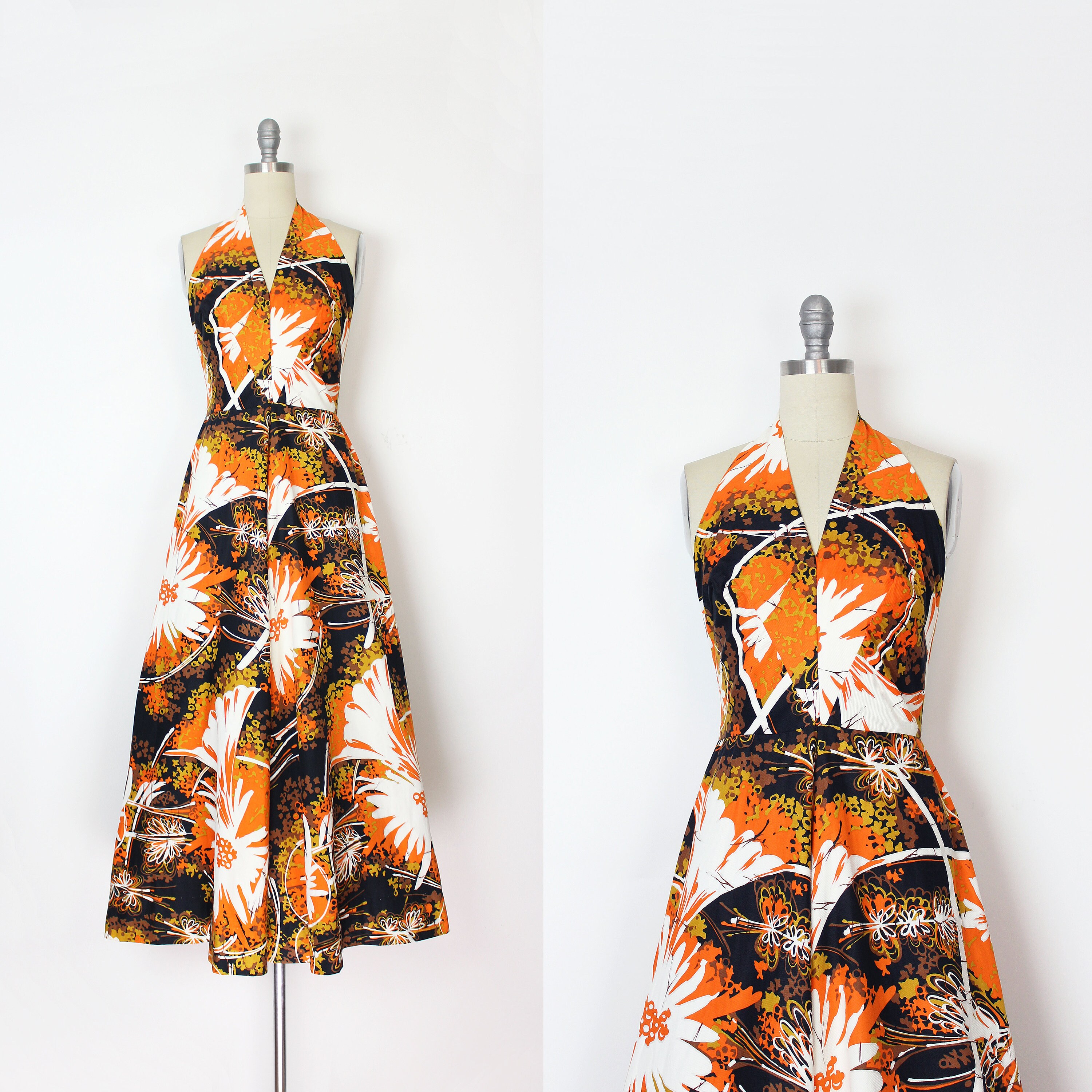Vintage 70s Hawaiian Dress / 1970s 