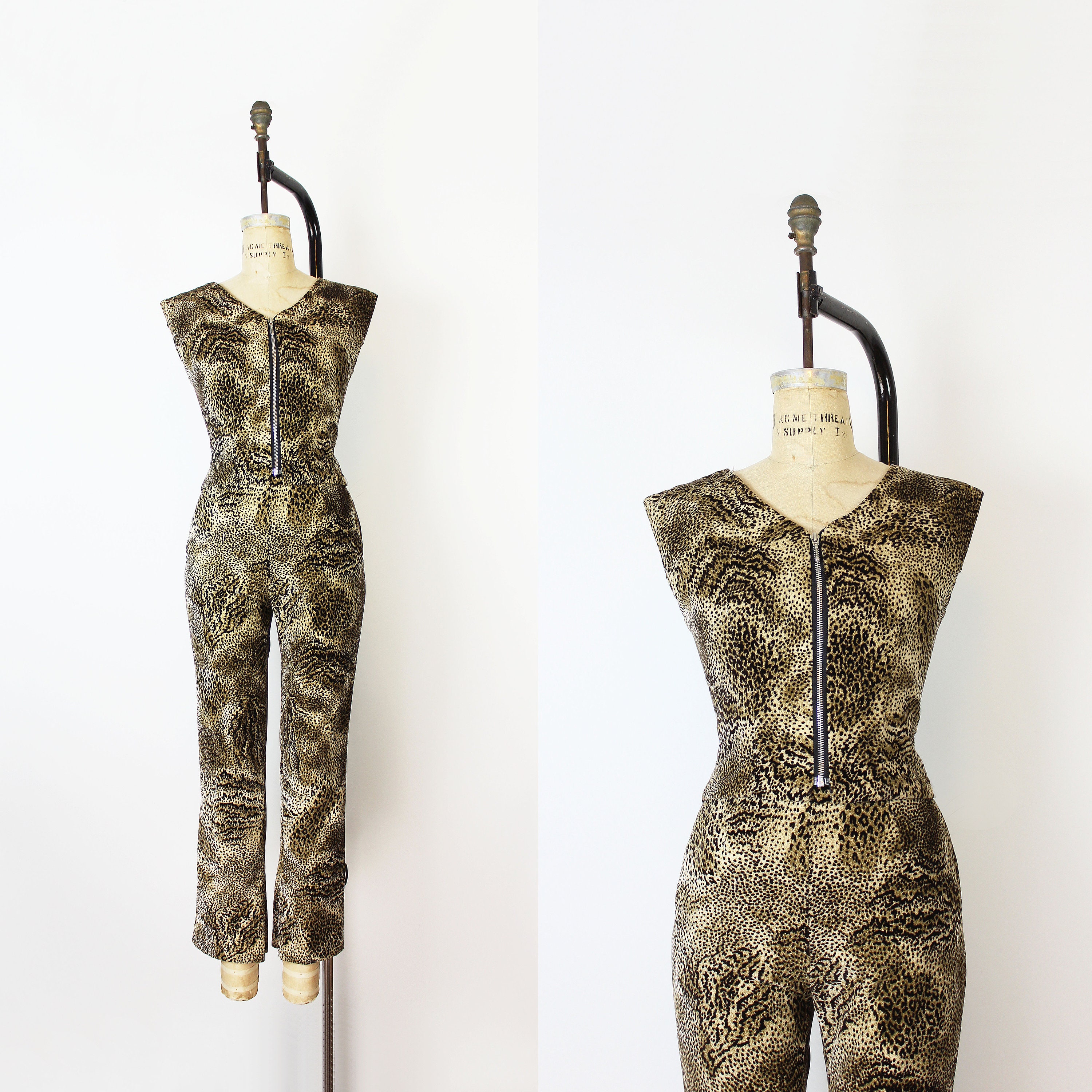 Vintage 70s Leopard Print Set / 1970s 