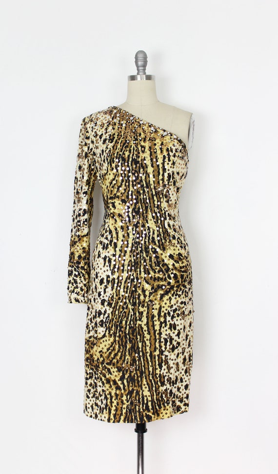 vintage leopard print dress / 1970s sequined leop… - image 2