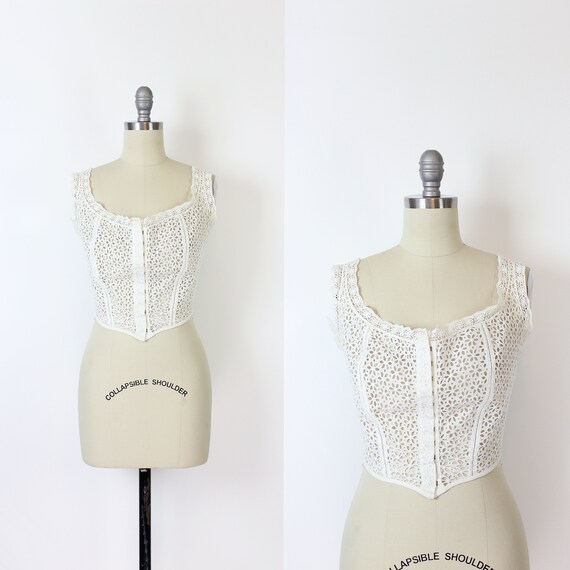 antique brassiere / 1910s brassiere / white cotto