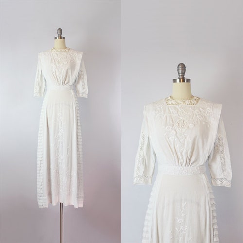 Antique White Cotton Dress / 1910s Lawn Dress / Edwardian - Etsy