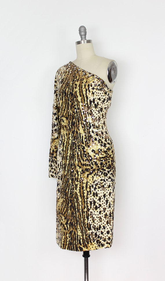 vintage leopard print dress / 1970s sequined leop… - image 3