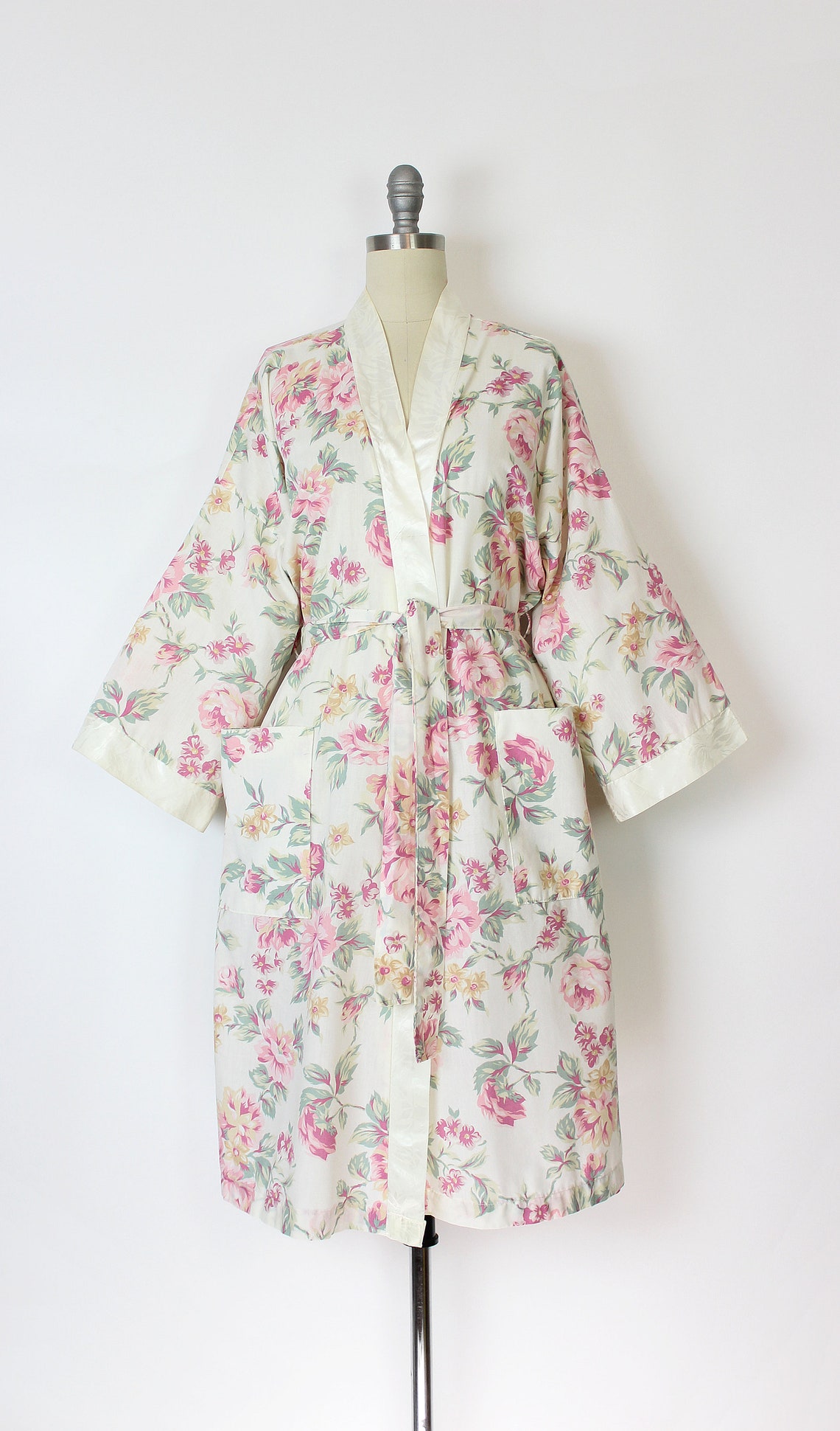 Vintage 80s floral robe / 1980s floral cotton robe / floral Etsy