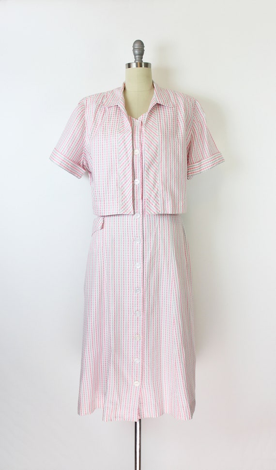vintage 50s dress / 1950s gingham cotton dress se… - image 2