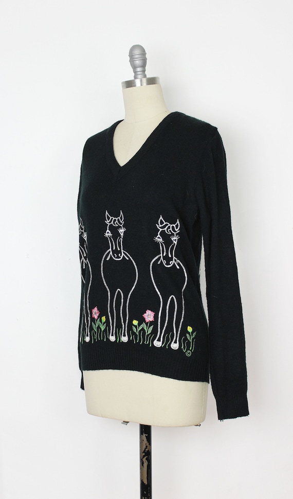 vintage 70s horse sweater / 1970s novelty sweater… - image 3