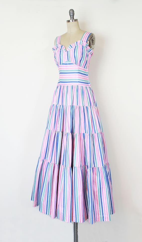vintage 40s striped cotton dress / candy striped … - image 3