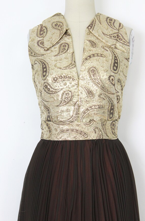 1960s Metallic Gold Brocade Sculpted Mini Dress