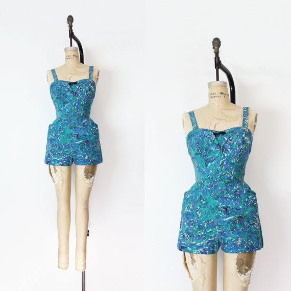 vintage 50s JANTZEN swimsuit / 1950s playsuit / 19