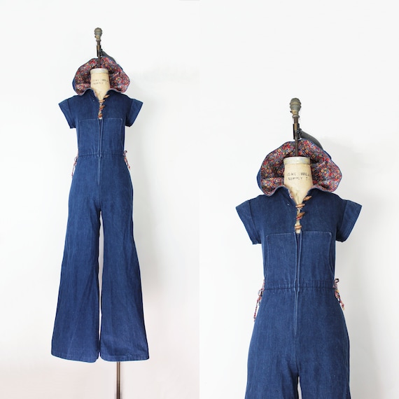 XS S Vtg 70s Denim Bib Front Hot Pants Shorts Romper Overalls