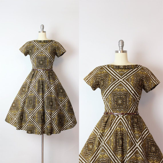 vintage 50s dress / 1950s CAROL CRAIG dress / bark