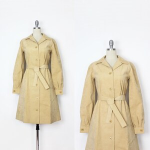 vintage 70s HALSTON dress 1970s Halston ultrasuede dress tan belted  shirt dress fall winter shirt dress designer 70s dress