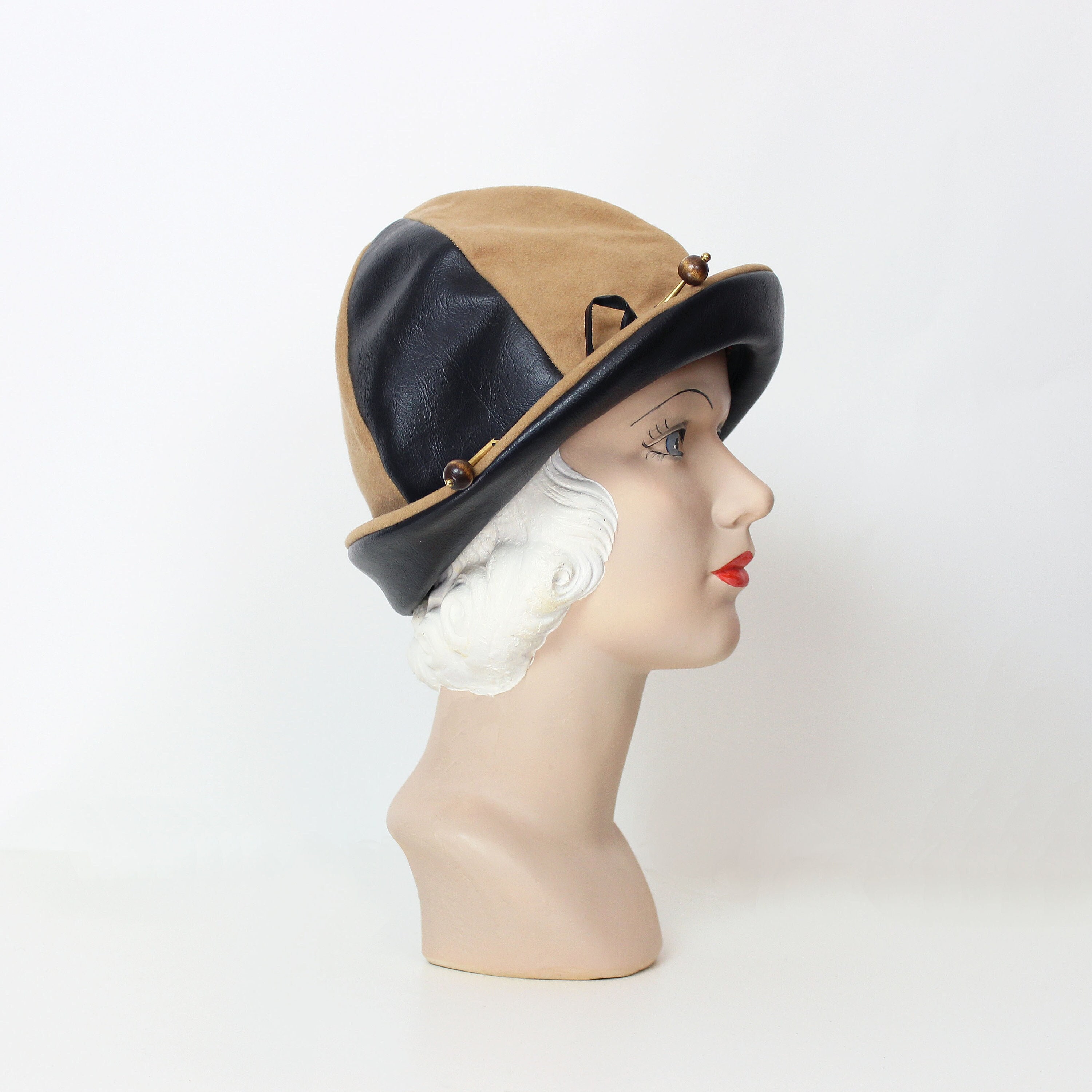 Vintage Mr. John Jr. Cloche bowler Straw hat with ribbon bow 1960s 60s retro tan Mr John Hat - Etsy main image 2