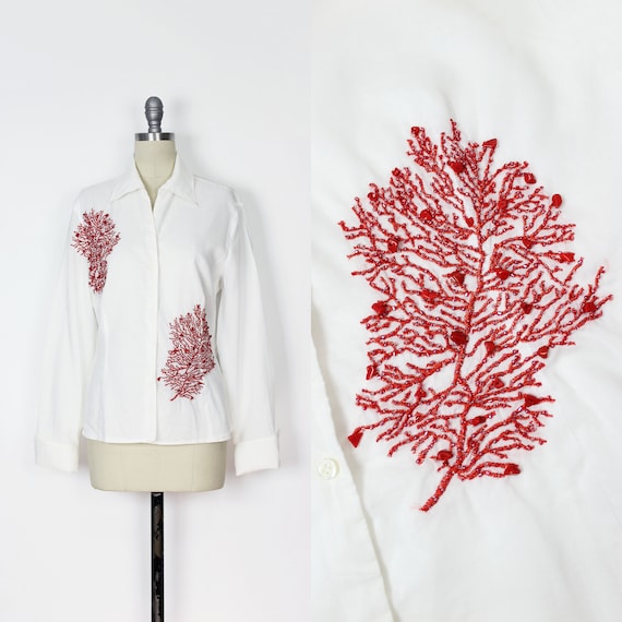 Louis Feraud Men's Button Up Shirt Red White Stripped Paris Size L Long  Sleeve