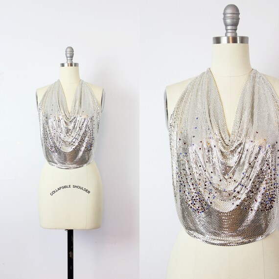 mesh top with rhinestones