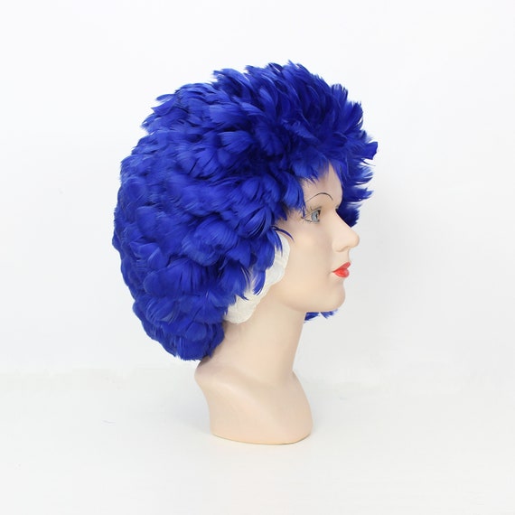 vintage feather wig hat / 1960s feather hat / big… - image 1