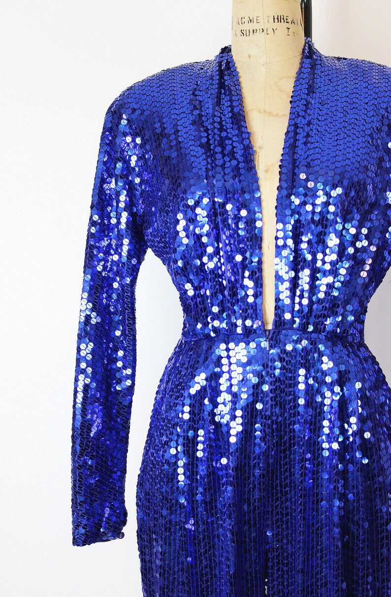 Vintage 80s jumpsuit / 1980s sequin jumpsuit / blue sequined | Etsy