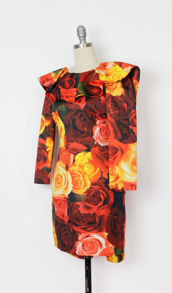 vintage MOSCHINO dress / 1980s floral party dress… - image 3