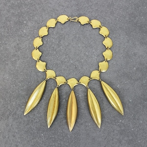 Vintage 80er Jahre Latz-Halskette / 1980er Jahre Blatt-Halskette / Statement-Kette / goldene Bib-Halskette / Goldene Halskette / Blatt-Halskette / matt goldene Halskette